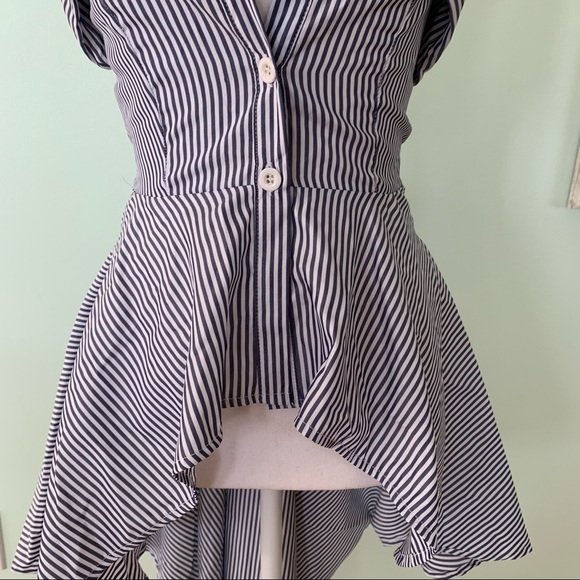 🏷️ LOVE by Design Striped High Low Hemline Top S - Picture 3 of 8